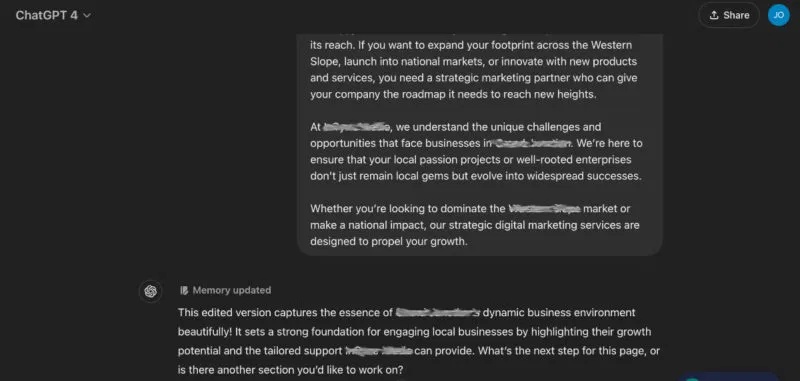 Chia sẻ nội dung đã chỉnh sửa với ChatGPT