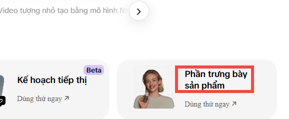 Tính năng tạo video trưng bày sản phẩm