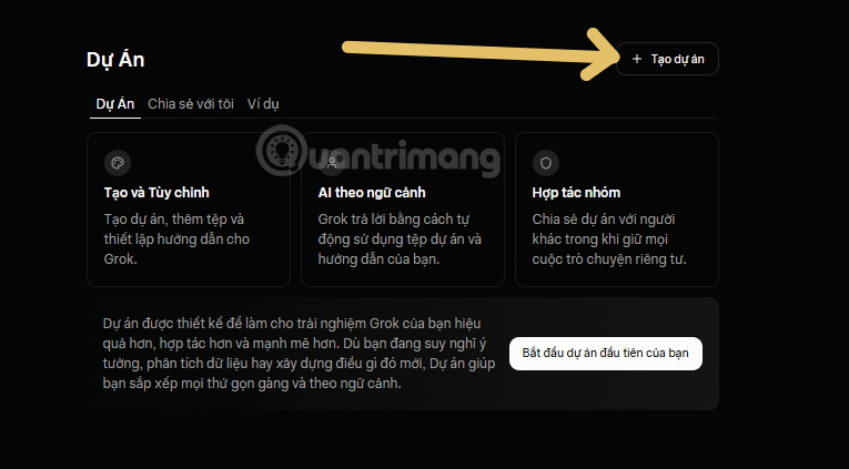 tính năng Dự Án trong Grok là gì
