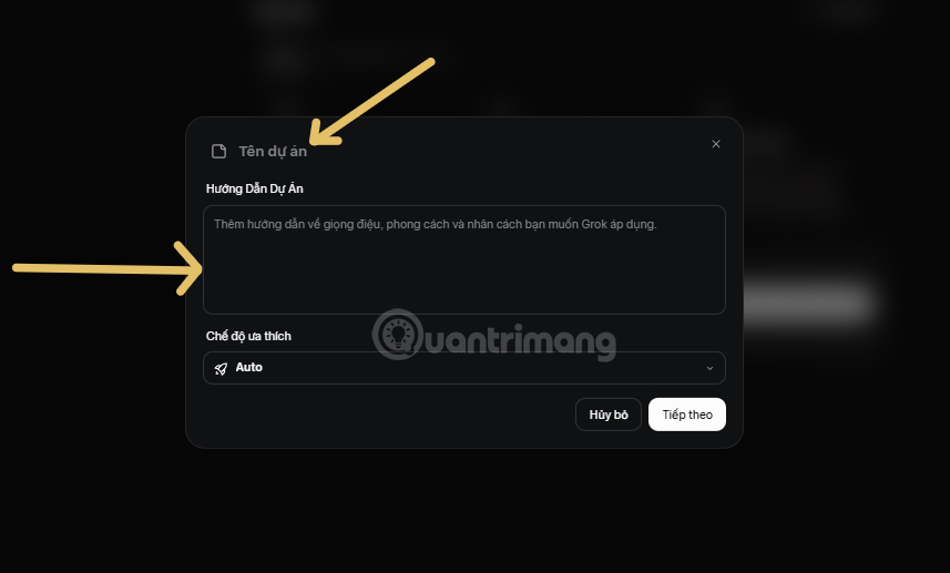 hướng dẫn sử dụng tính năng Dự Án trong Grok