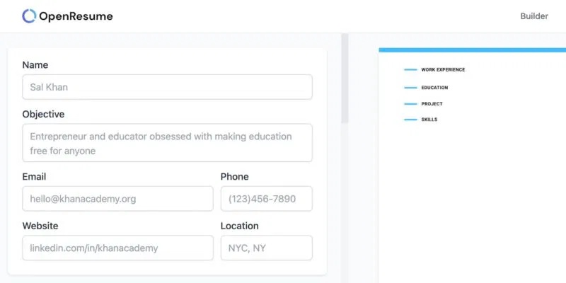 Sử dụng OpenResume để tạo CV trực tuyến