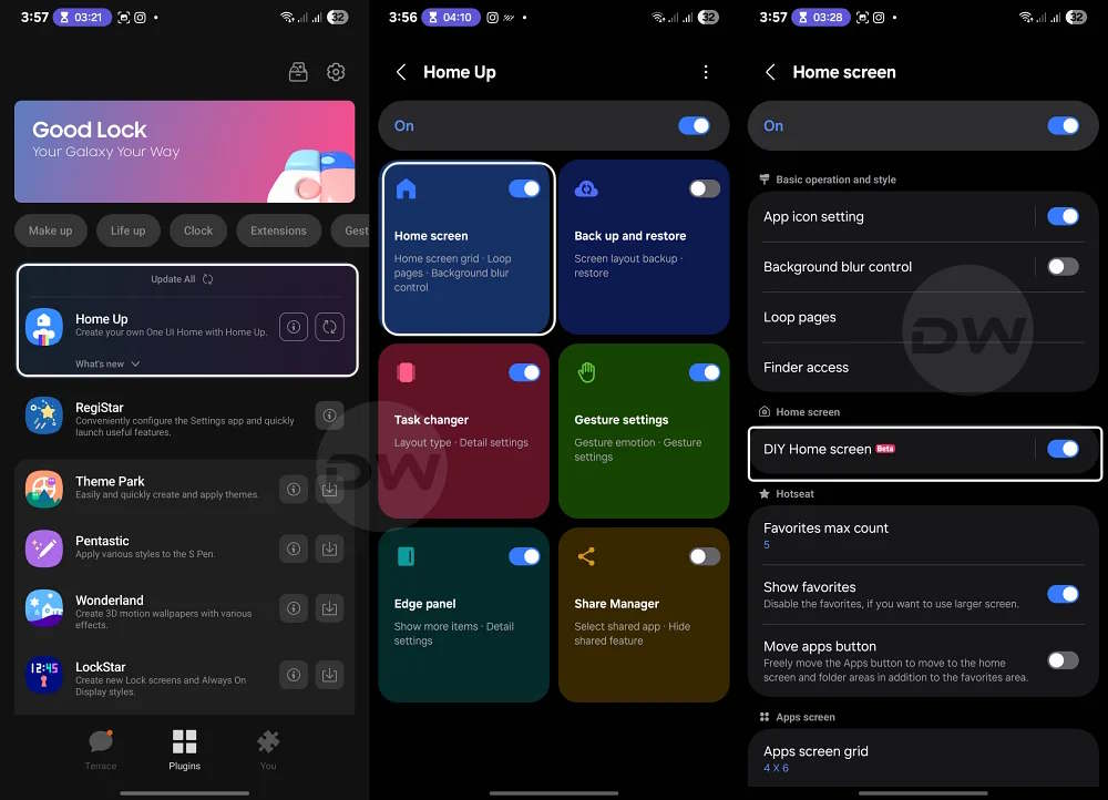 Bật DIY Home trong Home Screen