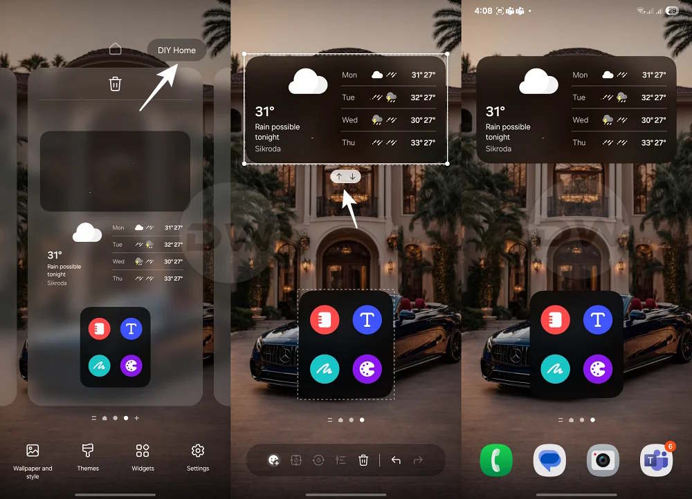 Làm mờ widget trong suốt trên Samsung
