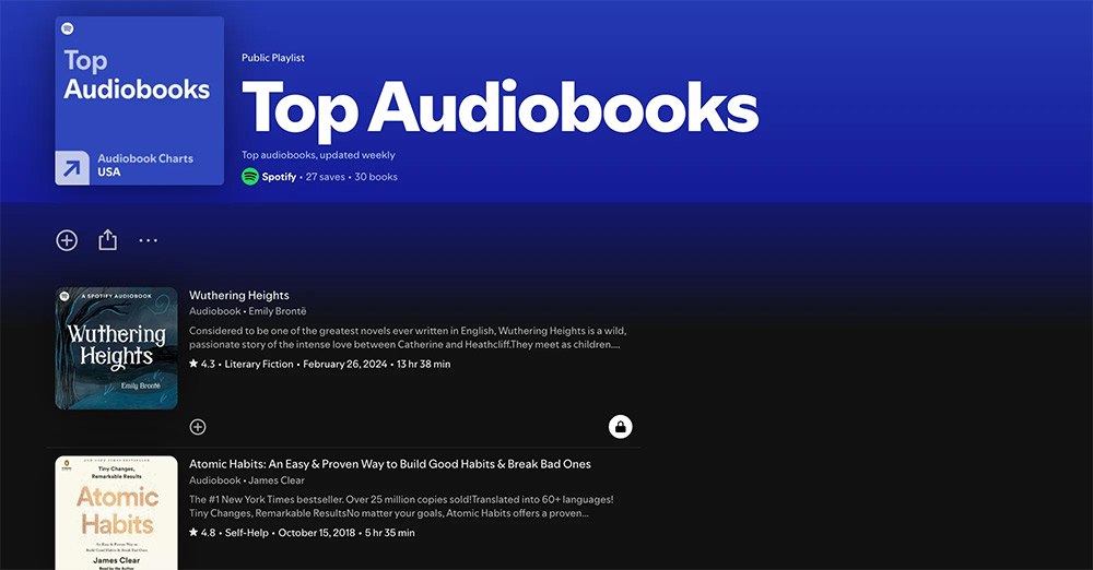 Danh sách xếp hạng audiobook Spotify