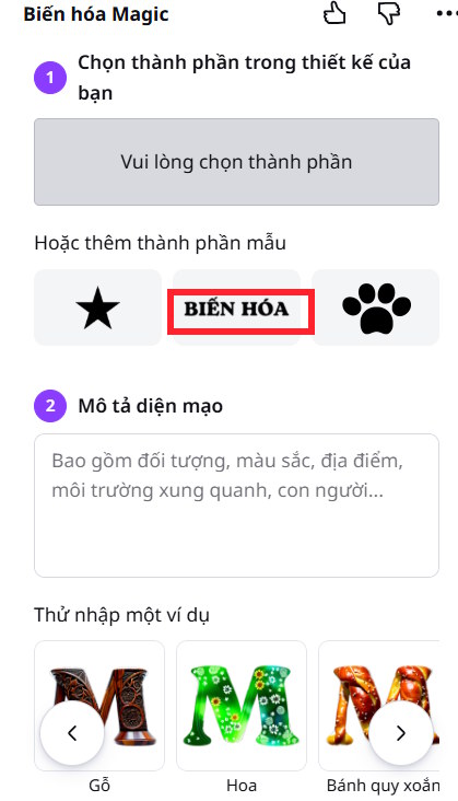 Thêm nội dung Magic Morph