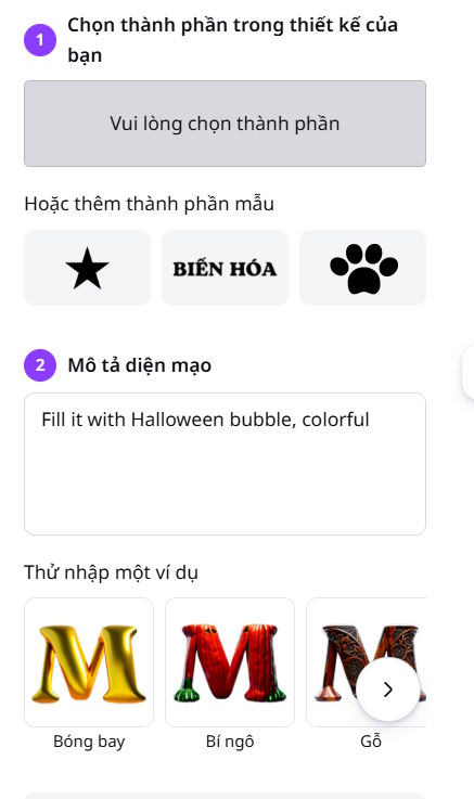 Lệnh tạo nội dung Magic Morph