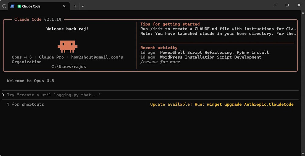Cài đặt Claude Code thành công