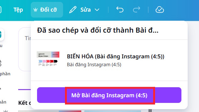 Mở định dạng thiết kế mới trên Canva AI