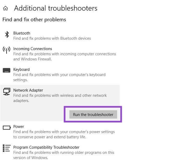 Kiểm tra kết nối Internet
