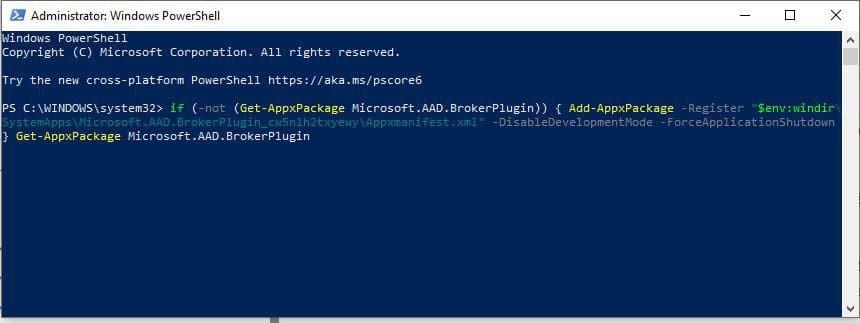 Fix lỗi Web Account Manager (WAM) Plugin bằng PowerShell