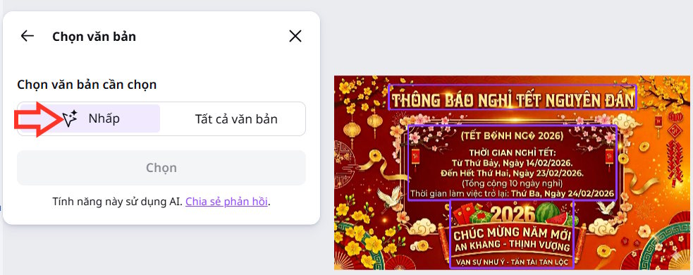 Chọn văn bản cần chỉnh sửa font chữ
