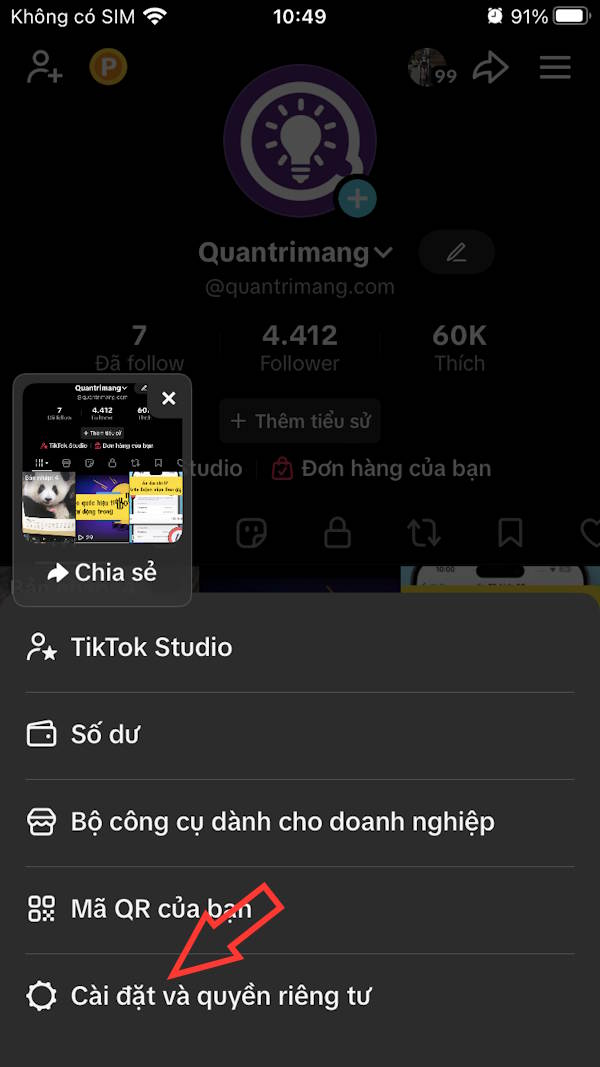 Cài đặt và riêng tư TikTok