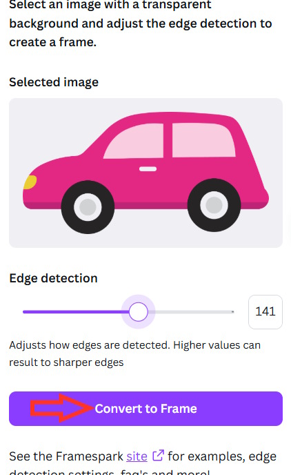 Convert to Frame trên Canva