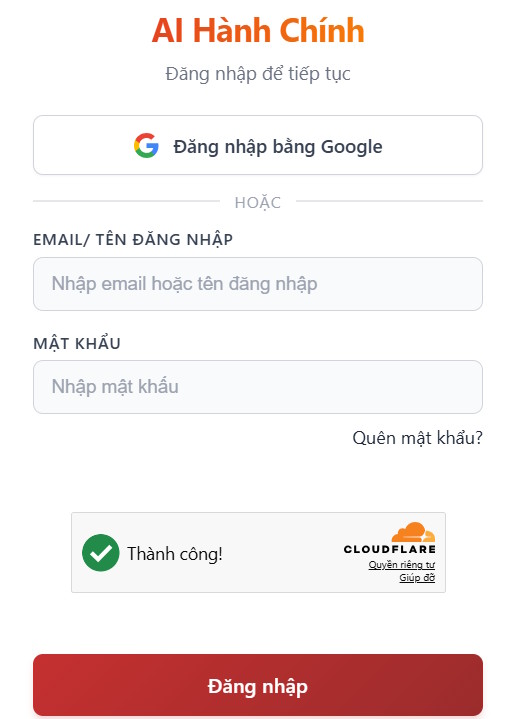 Tạo tài khoản trang web hanhchinh.ai.vn
