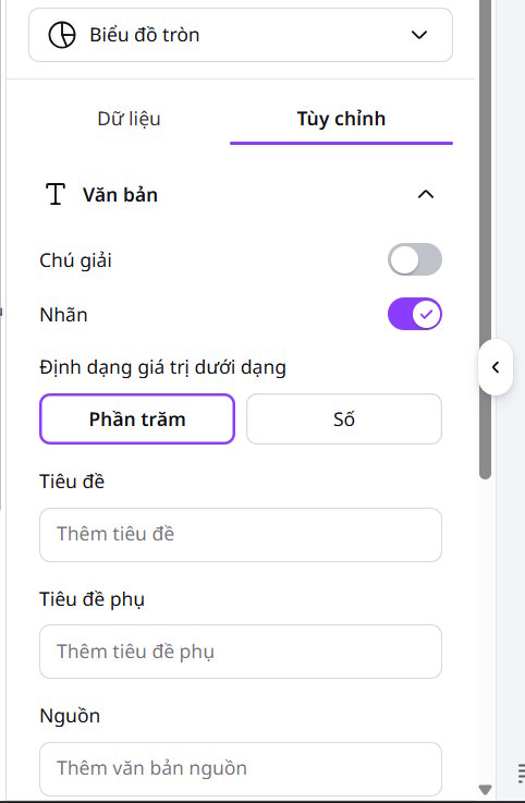 Chỉnh giao diện biểu đồ trên Canva
