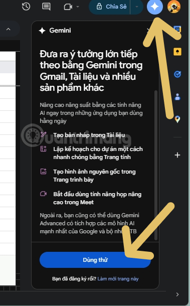 dùng gemini tạo ảnh trang tính