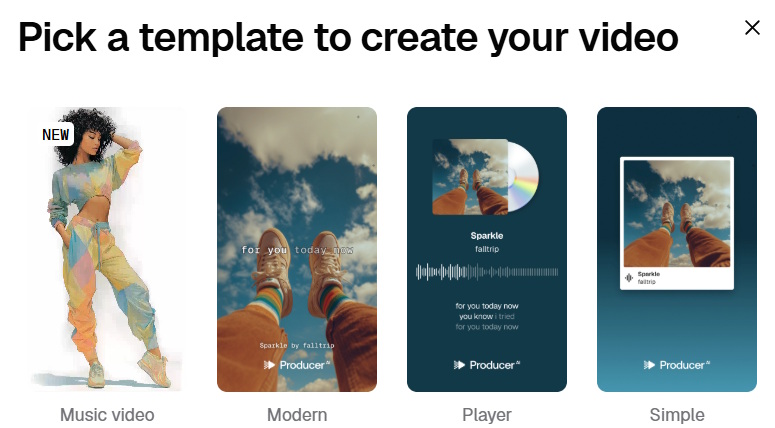 Chọn template tạo video trên Google Producer AI