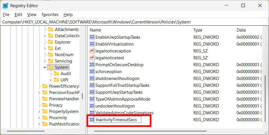 InactivityTimeoutSecs