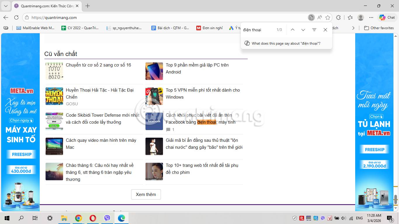 Gợi ý Copilot trong Tìm trên Trang của Edge