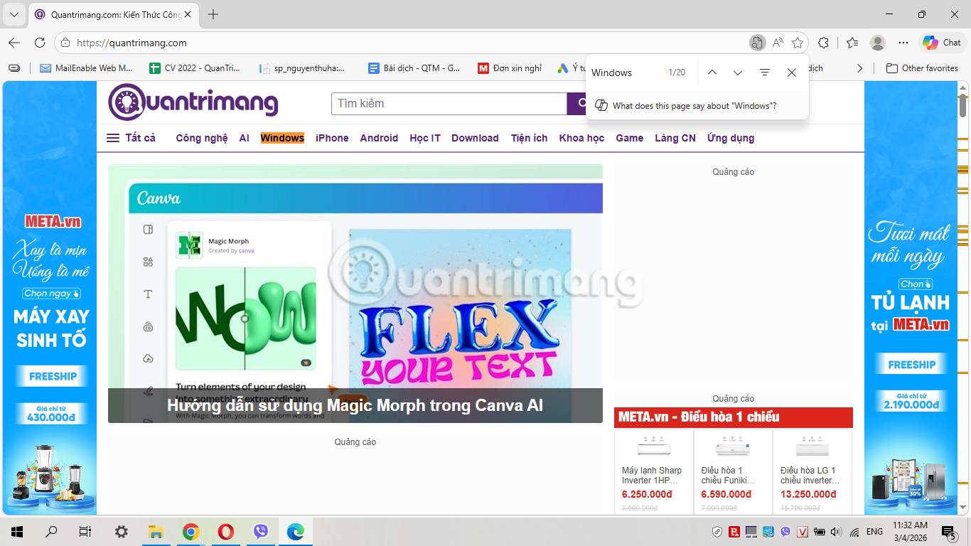 Gợi ý Tìm trên Trang của Edge