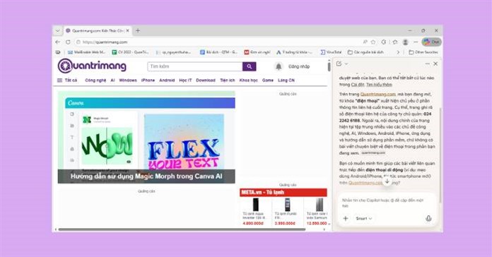 Hướng dẫn sử dụng gợi ý Copilot trong tính năng Tìm kiếm trên trang của Microsoft Edge