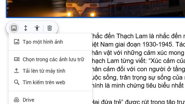 Chỉnh ảnh bìa trên Docs