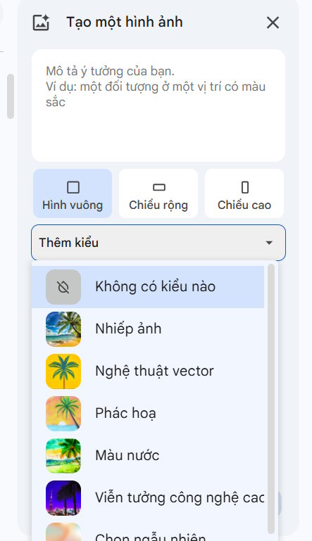 Chỉnh ảnh AI muốn tạo trên Docs