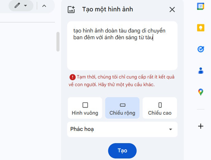 Lệnh tạo ảnh AI trên Docs