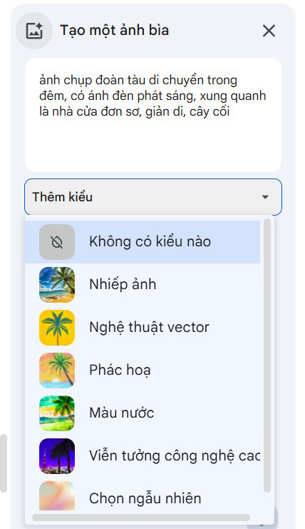 Chèn ảnh bìa trên Docs