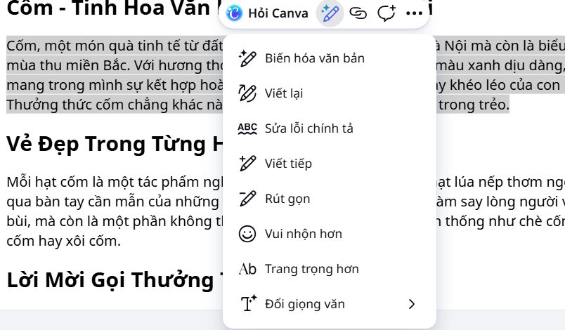 Chỉnh lại văn bản bằng Magic Write