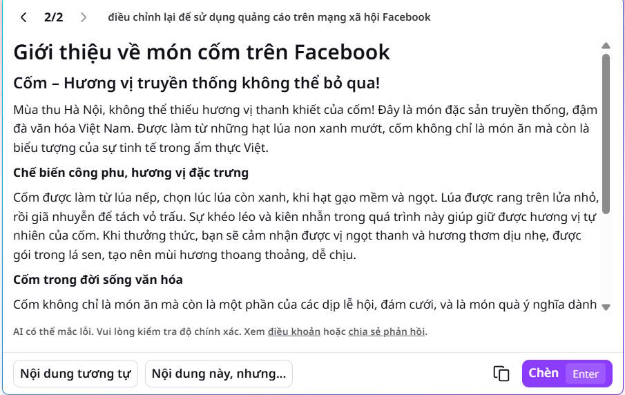 Văn bản tạo trên Canva
