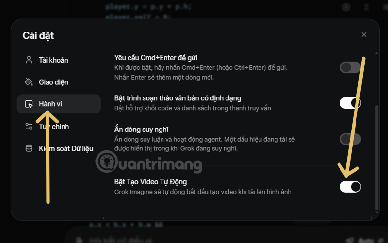 tắt tự động tạo video grok