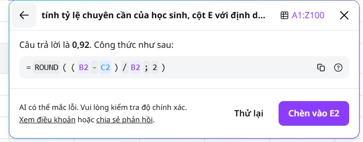 Công thức %