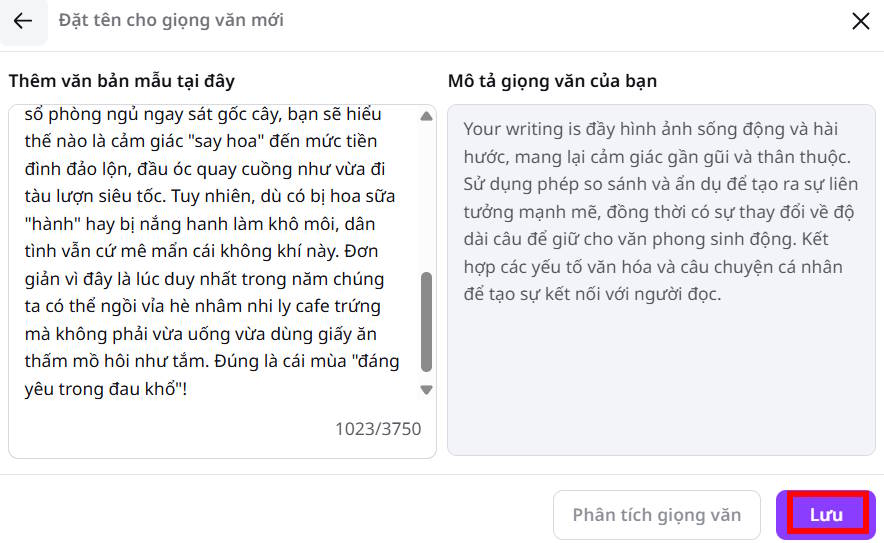 Lưu giọng văn trên Canva