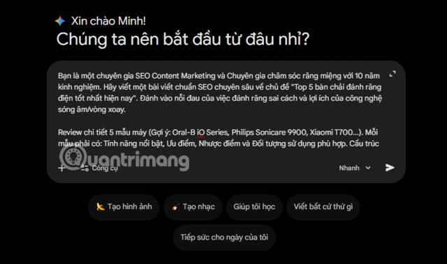 dùng gemini viết bài SEO