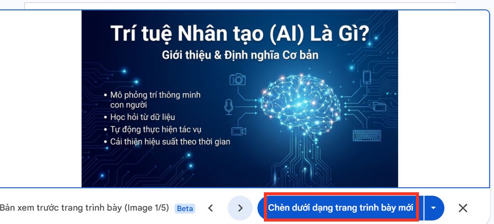 Chèn từng trang slide