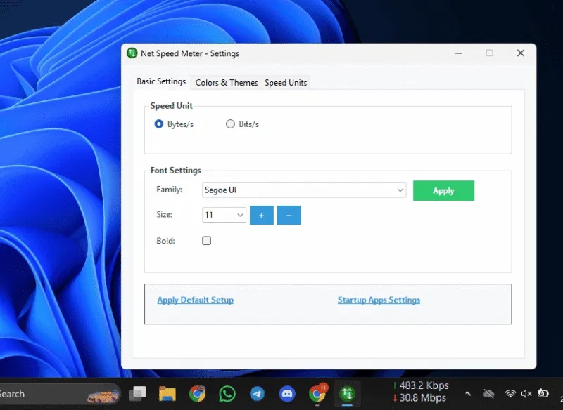 Điều chỉnh cài đặt Net Speed Meter