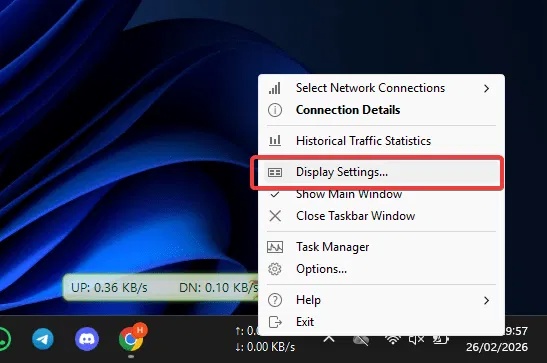 Cài đặt hiển thị TrafficMonitor