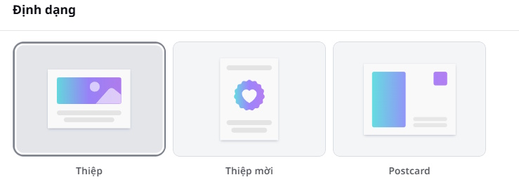 Chọn kiểu thiệp trên Canva AI