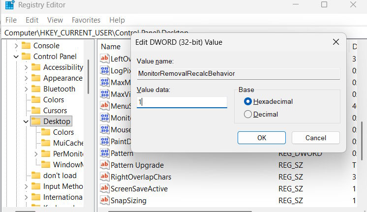 Dùng Registry Editor chỉnh thu nhỏ cửa sổ