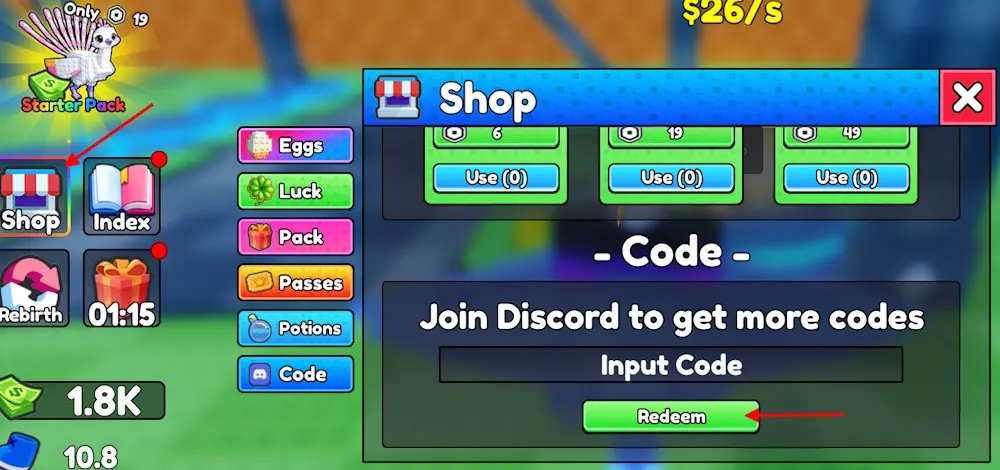 Cửa sổ đổi code Escape Mad Beasts for Animals