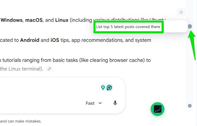 Nút cuộn timeline trong Gemini Voyager