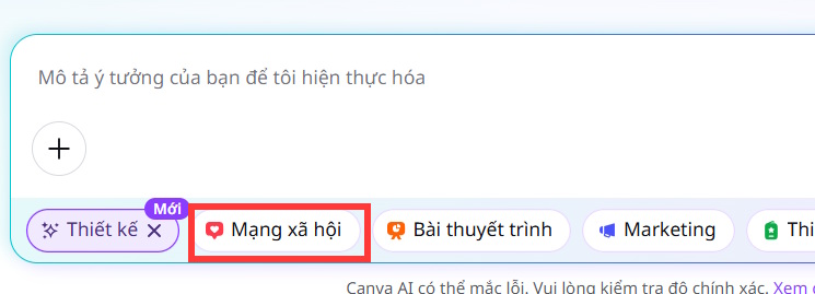 Bài đăng mạng xã hội trên Canva AI