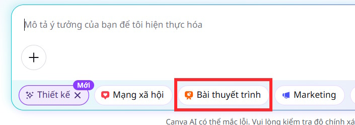 Chọn slide thuyết trình Canva AI