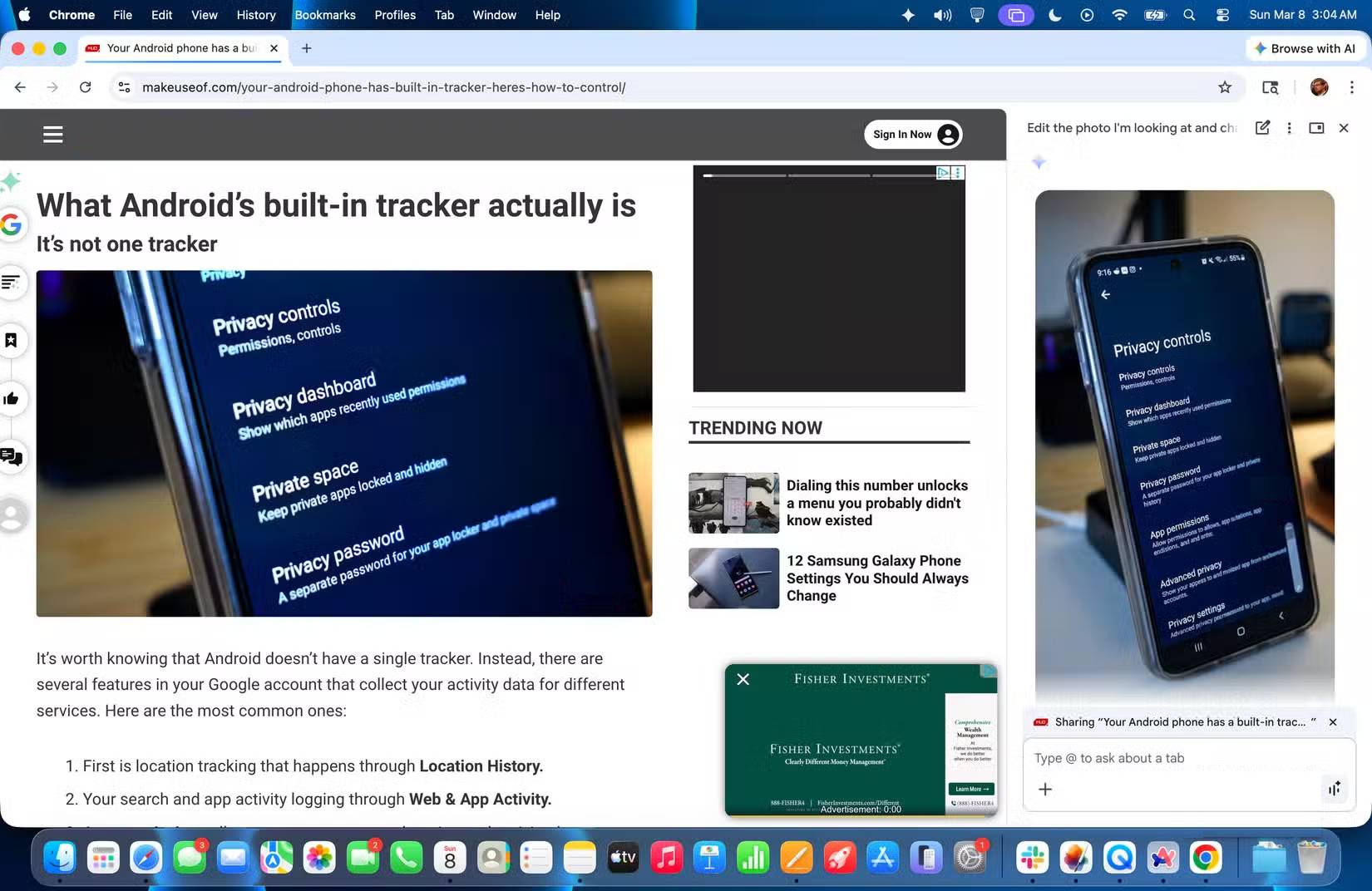 Gemini trong Chrome đang chỉnh sửa ảnh trên một trang web.