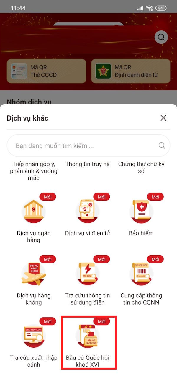 Bầu cử Quốc hội khóa XVI VNeID