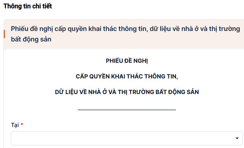 Phiếu đề nghị mã định danh điện tử bất động sản