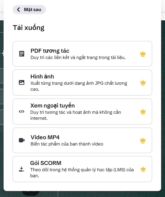 Tùy chọn tải trò chơi trên Genially AI