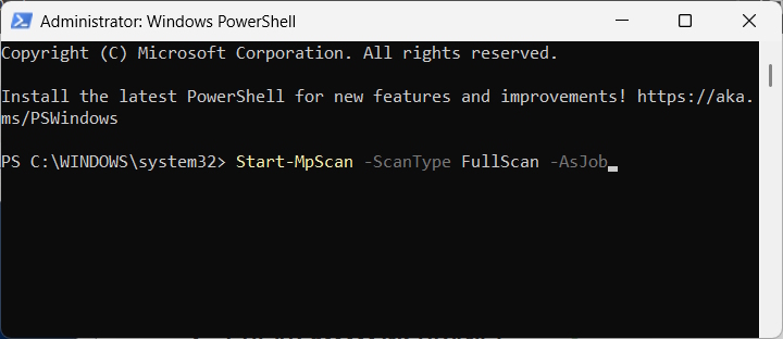 Chạy ngầm Full Virus Scan bằng PowerShell