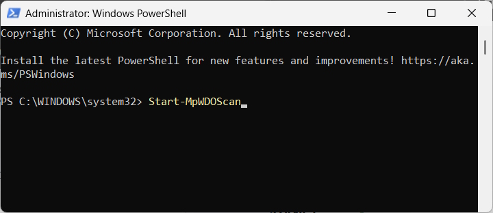 Run Windows Security Offline Scan bằng PowerShell